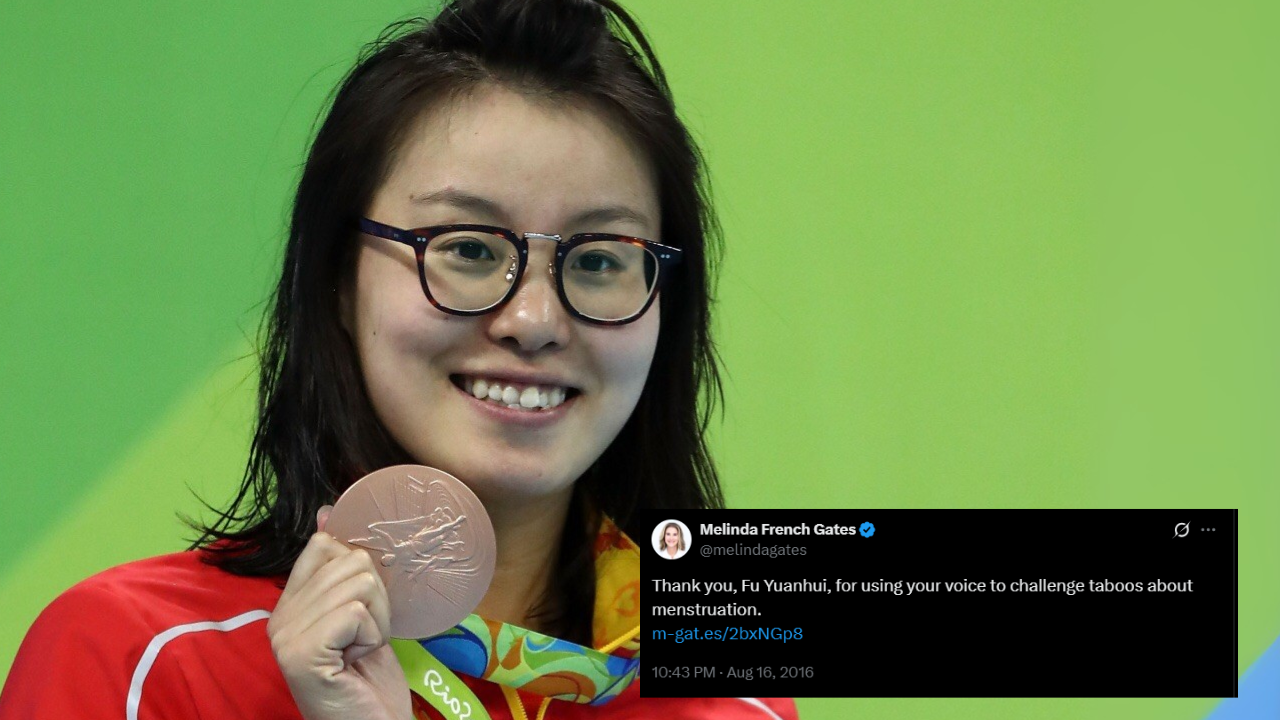 Melinda Gates appreciating Fu Yuanhui for breaking the stigma and talking about periods