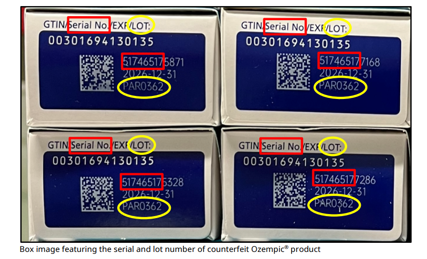 Novo Nordisk provides photos of counterfeit Ozempic serial and lot number
