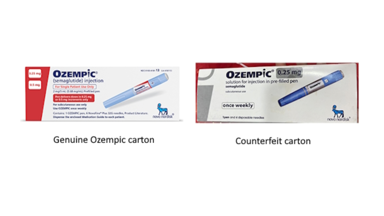 SecuringIndustry.com provides photos of counterfeit and authentic Ozempic boxes