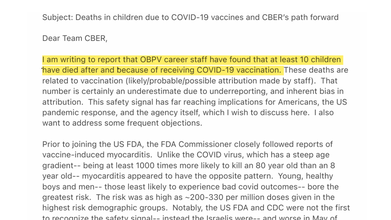 Leaked email that claims death of children by COVID vaccine