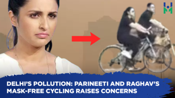 Delhi smog: Parineeti Chopra and Raghav Chadha's mask-free cycling prompts health concerns